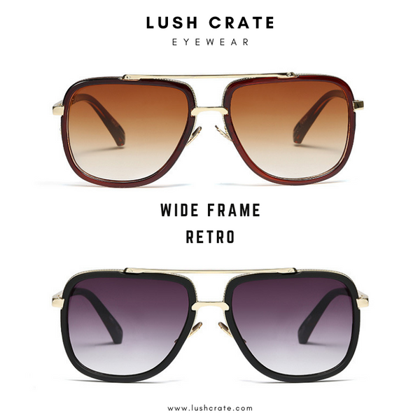 Wide Frame Retro Square Sunglasses - Lush Crate Eyewear - Lush Crates