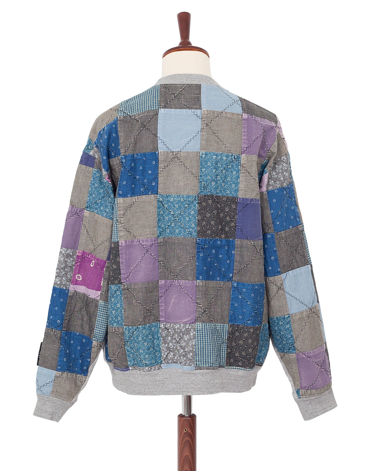 Kapital Grandrelle Quilt Two-Tone Big Sweater, Charcoal