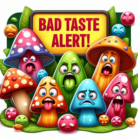 Mushroom Gummies Animation - Signage: Bad Taste Alert