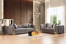 Load image into Gallery viewer, Sheila Gray Velvet Sofa &amp; Loveseat
