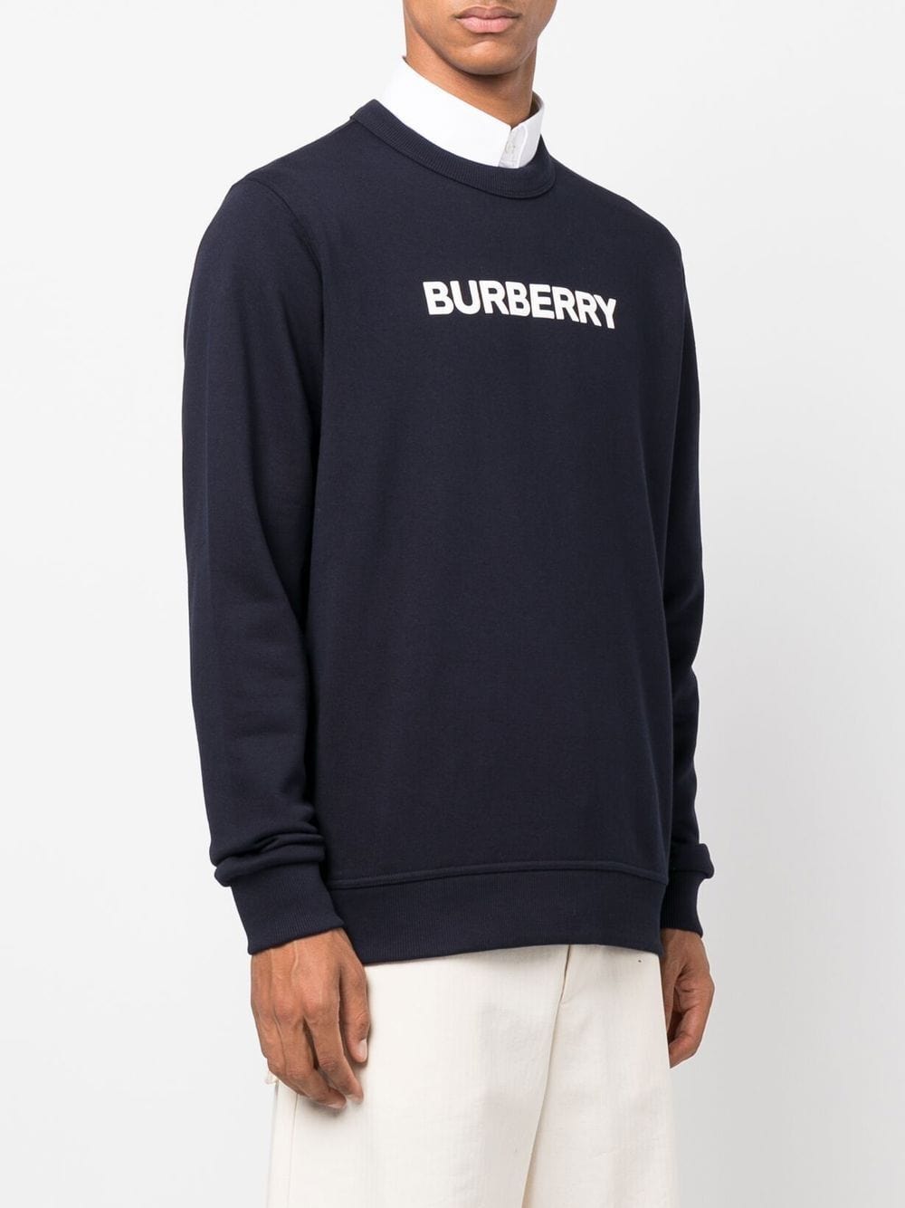 Burberry Logo Print Long-Sleeve Navy Sweatshirt – Aztec Clothing