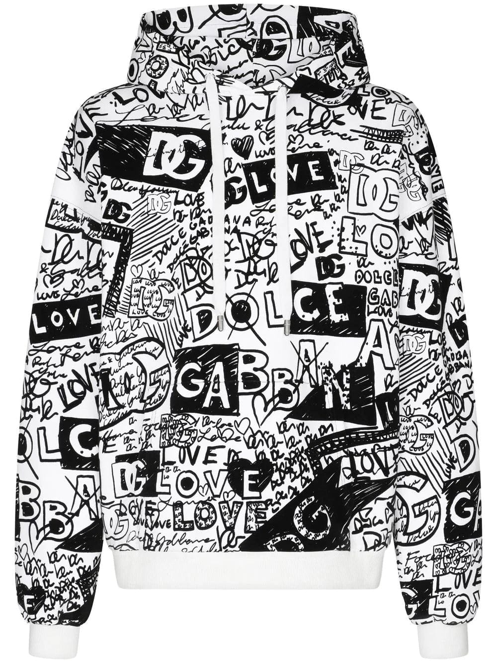 Dolce & Gabbana All-Over Logo-Print Cotton Hoodie – Aztec Clothing