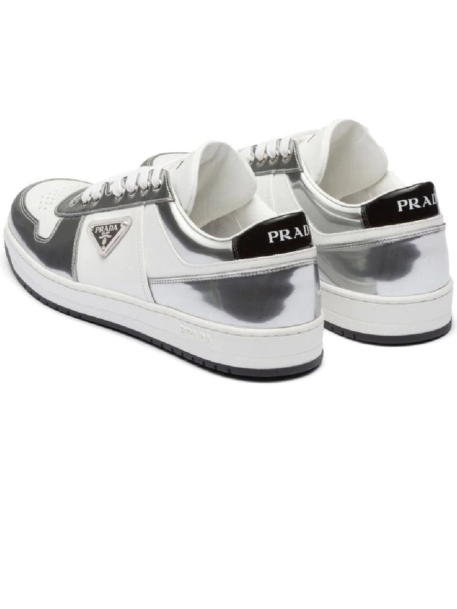 Prada District Mirrored-Effect Silver-Tone Sneakers – Aztec Clothing