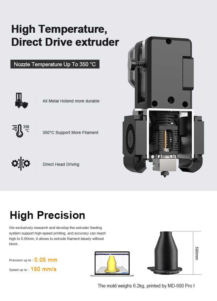 The MINGDA MD-600 PRO 3D printer in action, creating highly detailed and accurate prints every time.