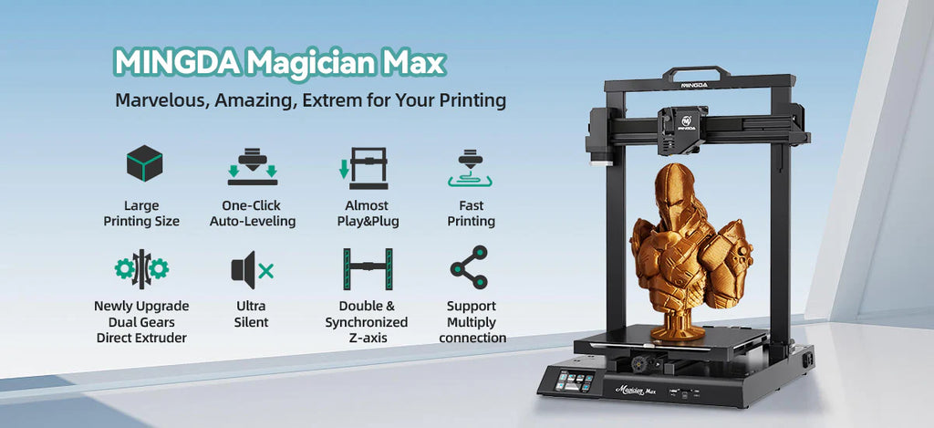 Sleek MINGDA Magician MAX 3D Printer displayed in a modern Perth showroom.