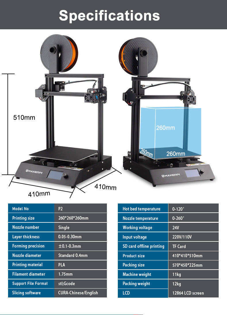 MakerPi P2 3D Printer specification