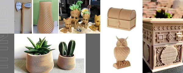 A detailed comparison between traditional wood and PLA wood filament 3D printed objects, highlighting the innovation in Perth's 3D printing scene.