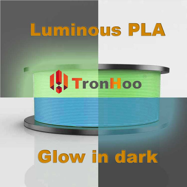 An image of a 3D printer in action, using Tronhoo luminous PLA 1.75mm filament to create a unique design.