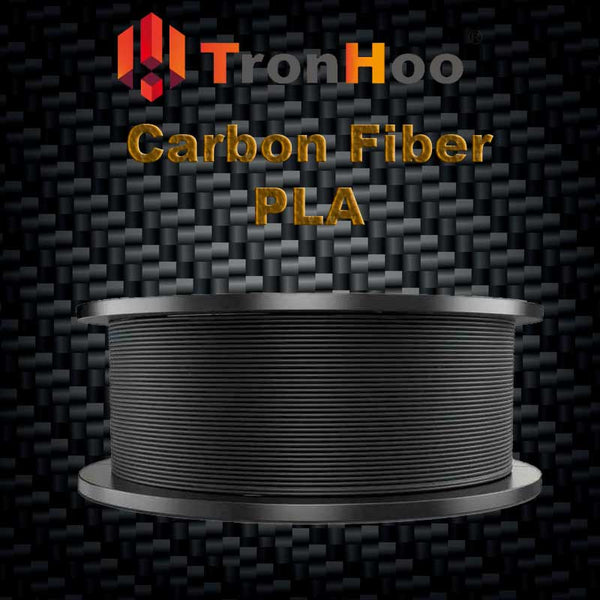 Close-up shot of the texture and finish of an object printed with Tronhoo Carbon Fiber PLA filament, highlighting its strength and precision.