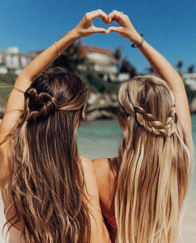 summer girls long hair matching braids