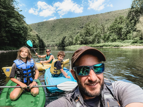 The Kurian family kayaking in Pennsylvania.