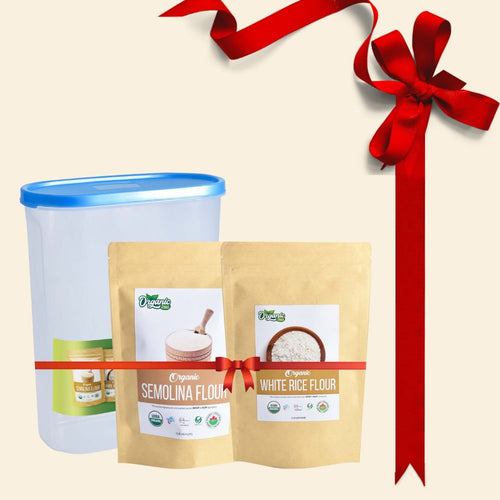 Organic Semolina Flour & White Rice Flour Gift Combo With Attractive Jar