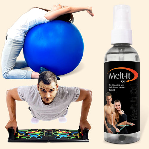 Melt-it Oil with Push-up board and Gym Ball