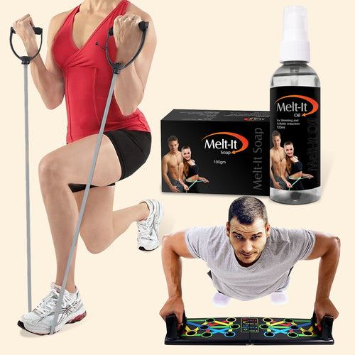 Melt-it Oil with Push-up board and Resistance Tube (Free Soap)