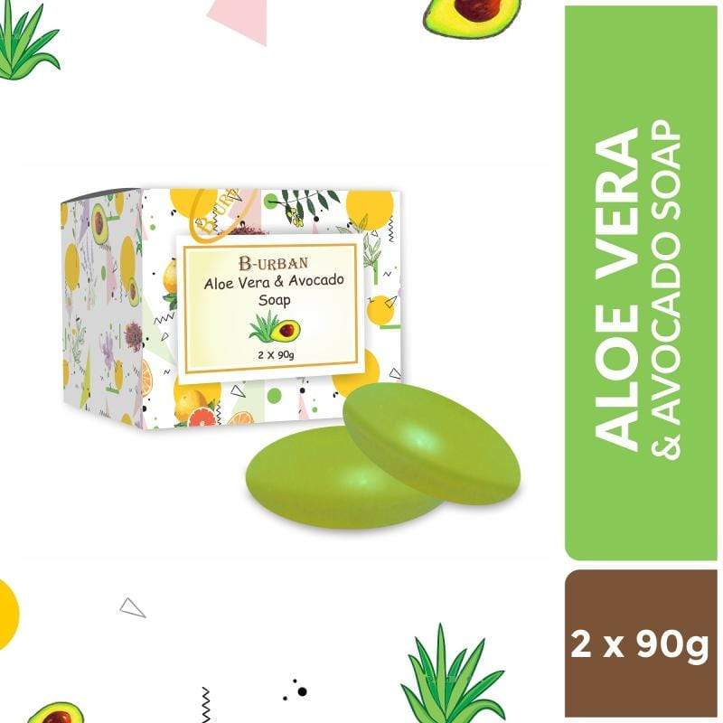 Shoprythm B-Urban B-Urban Natural Aloe Vera And Avocado Soap Hydrates & Moisturizes Skin, Improves Skin Elasticity, Heals Wounds, Soothes Acne – (2 X 90g)