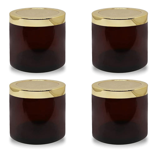 MYOC Amber San Jars with Golden Cap Inner lid for Creams, Gel, Body Scrub Butter, DIY Cosmetic Use, Storage Jar- 100gm (Pack of 4)
