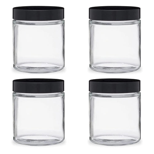 Glass jar with black cap