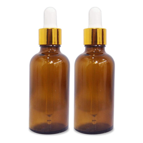 Shoprythm Glass Amber bottle with golden dropper & Funnel 2 Oz (2 Pack )