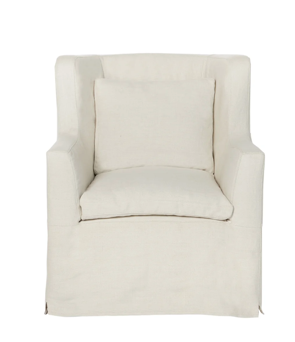 Sardinia Slipcovered Swivel 40in Tall Wing Chair