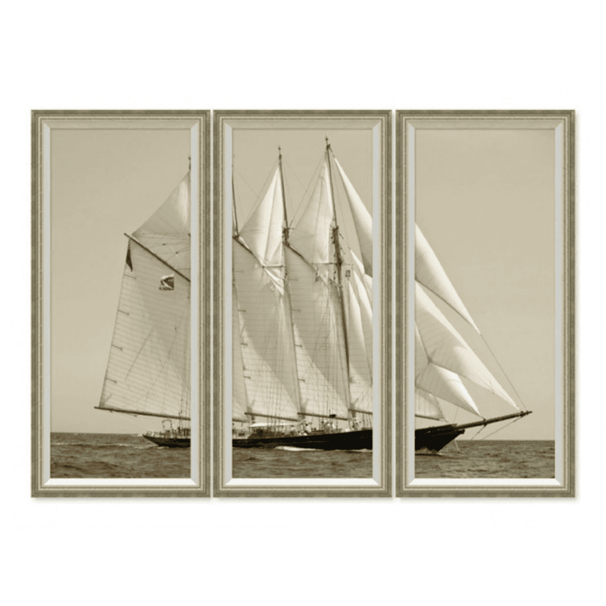 Remastered Yacht Triptych - Framed Giclee