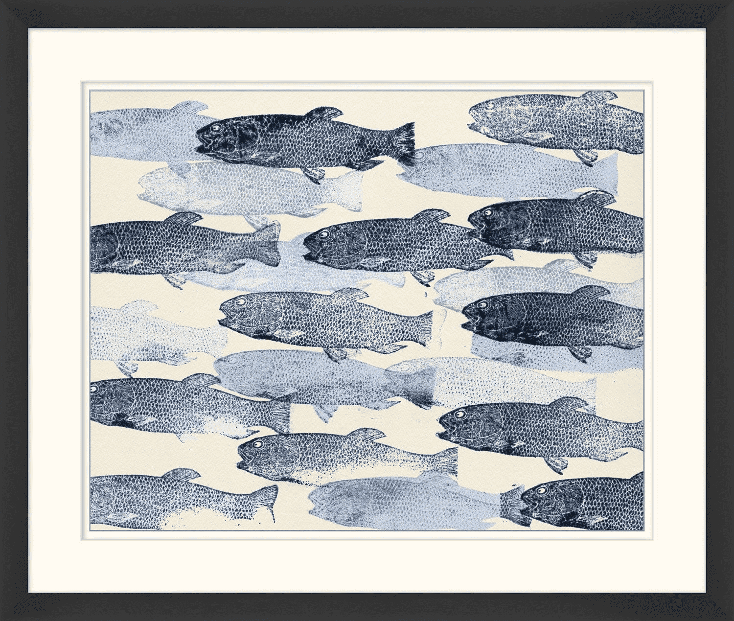 School of Fish in Blue- Framed Art