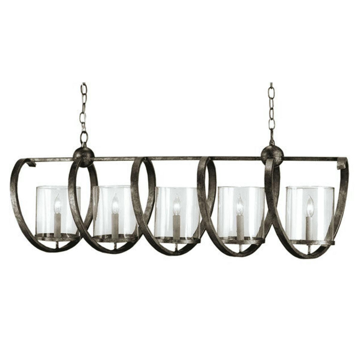 Skillington Seeded Glass & Iron Linear Chandelier - Two Sizes