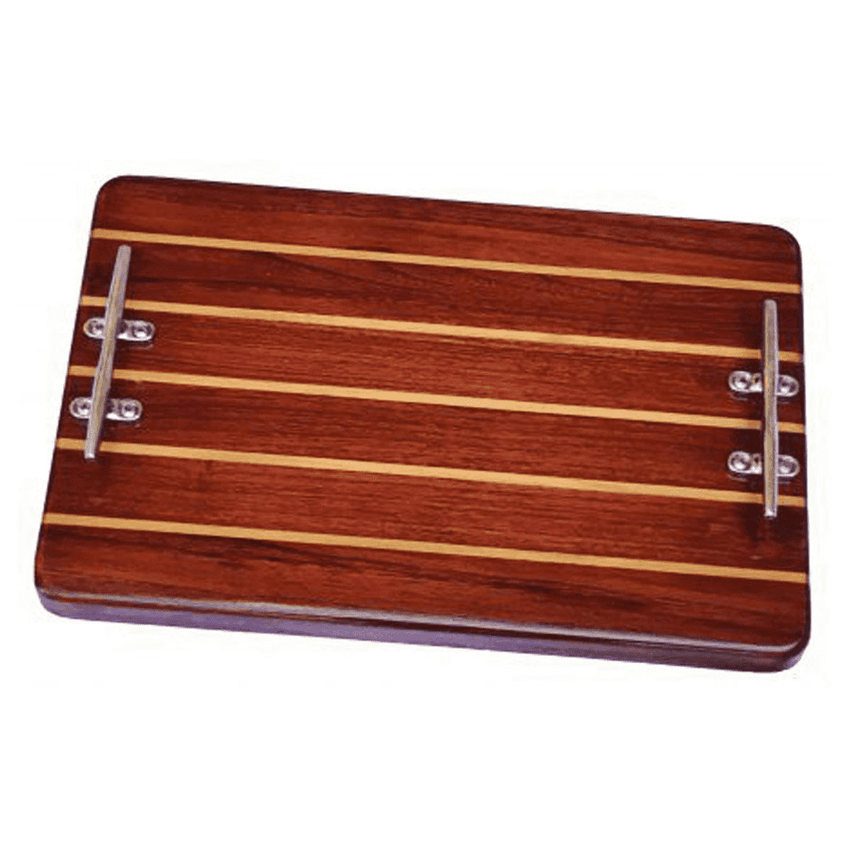 Wood Plank Rectangle Tray with Silver Cleat Handles | SKU-TQWSP1218