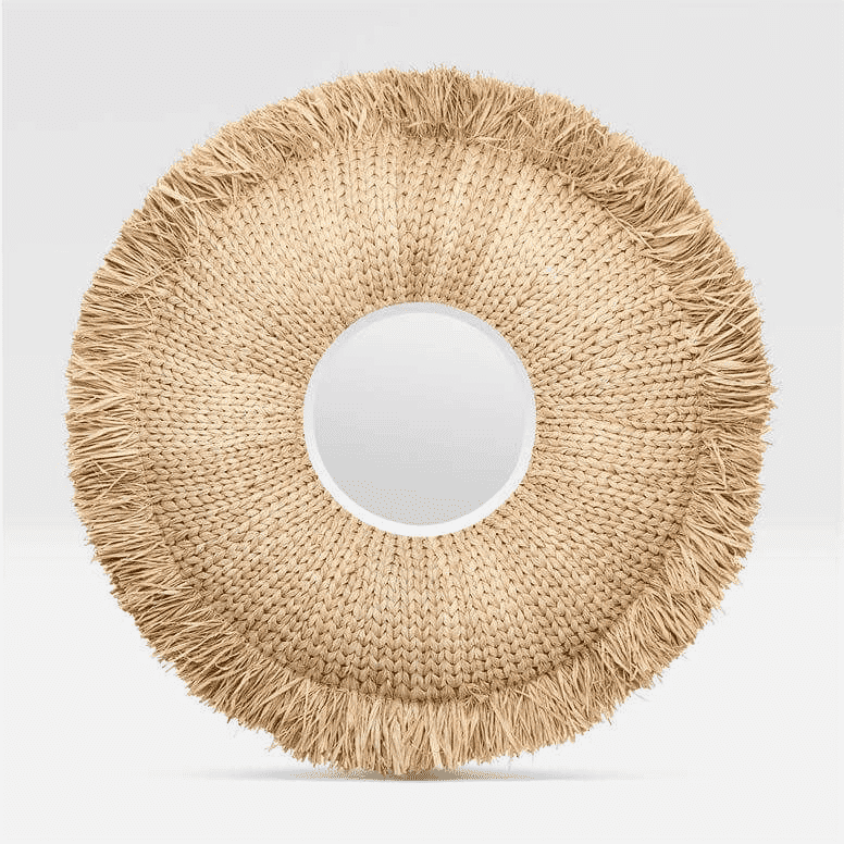 Winter Park Woven Raffia Mirror - Round