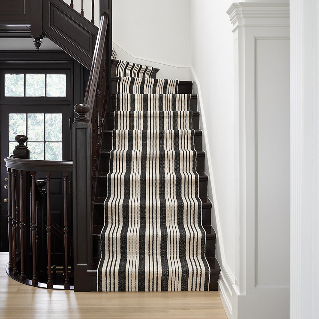 Birmingham Striped Woven Cotton Rug - Black