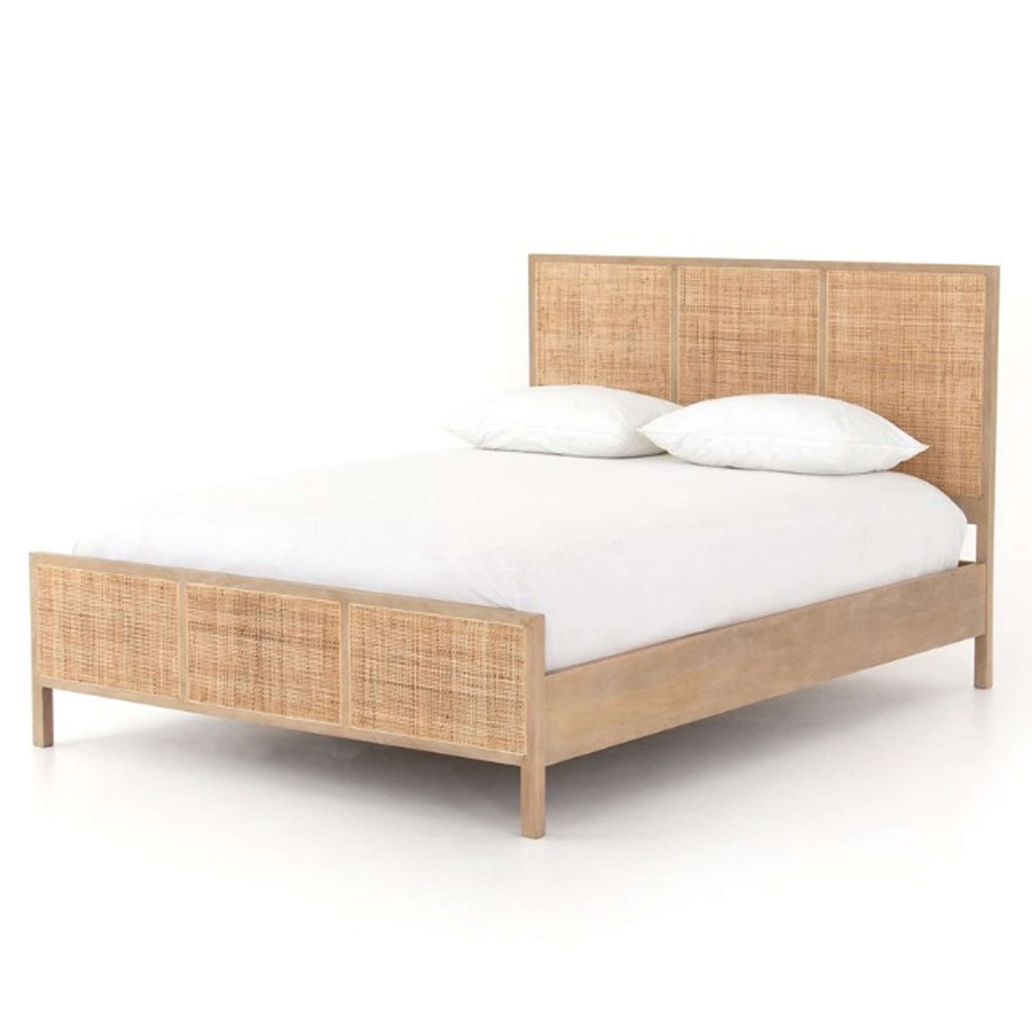 Cape Hatteras Modern Coastal Cane Bed in Natural - Three Sizes