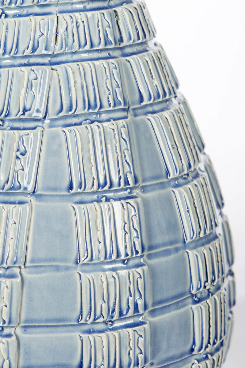 Coastal Blue Ceramic Basket Lamp