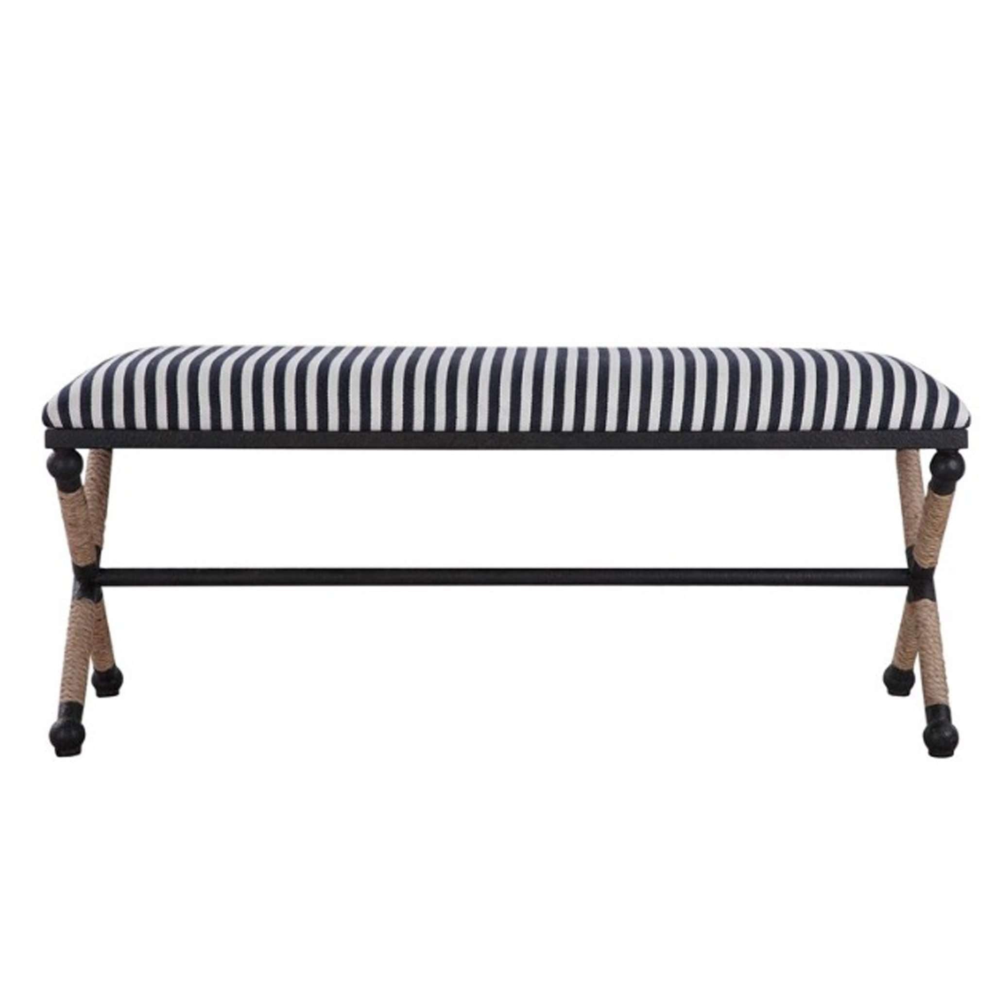 Naxos Iron & Rope Striped Bench - Large