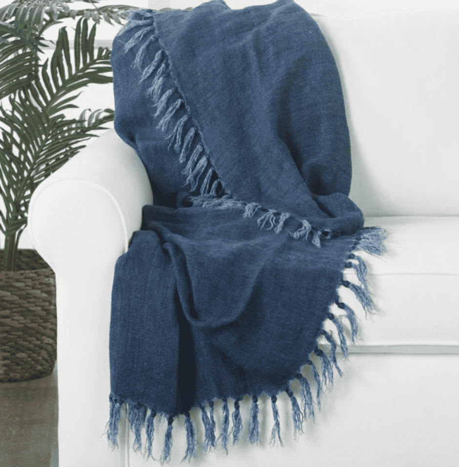 Maui Linen Throw - Indigo