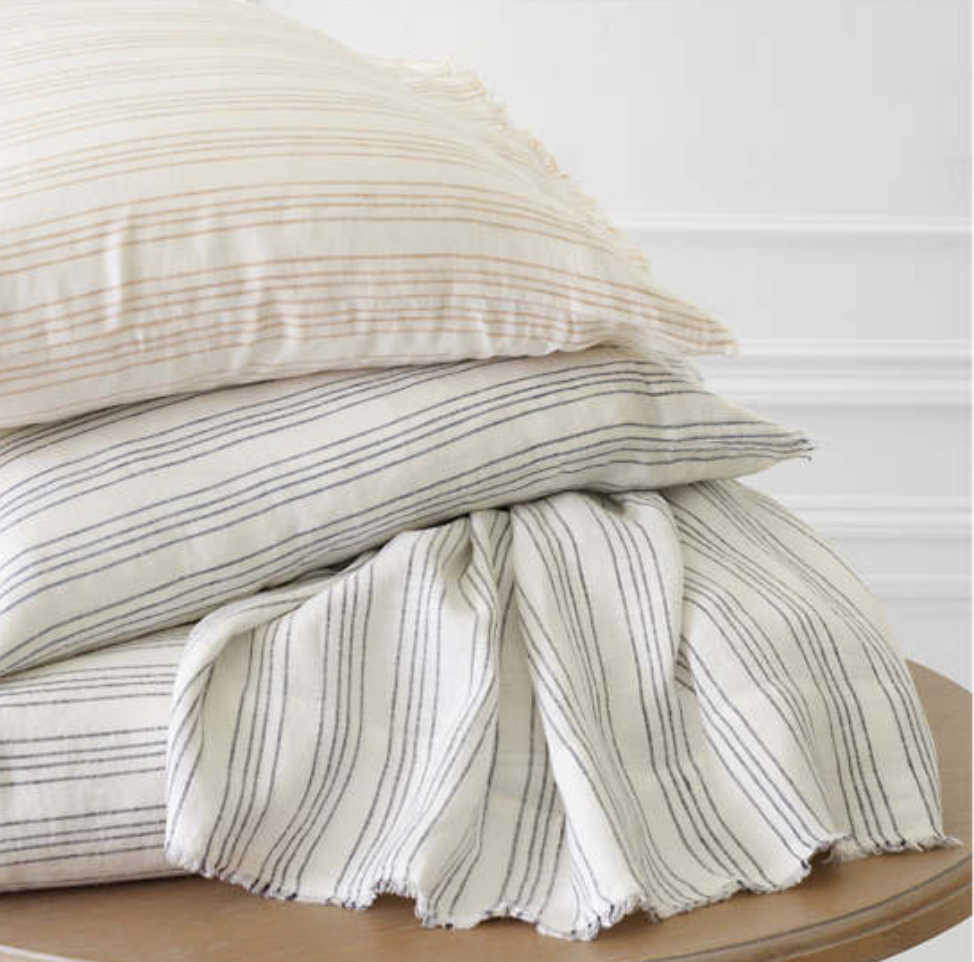 Lush Linen Duvet Cover - Slate Blue Stripe