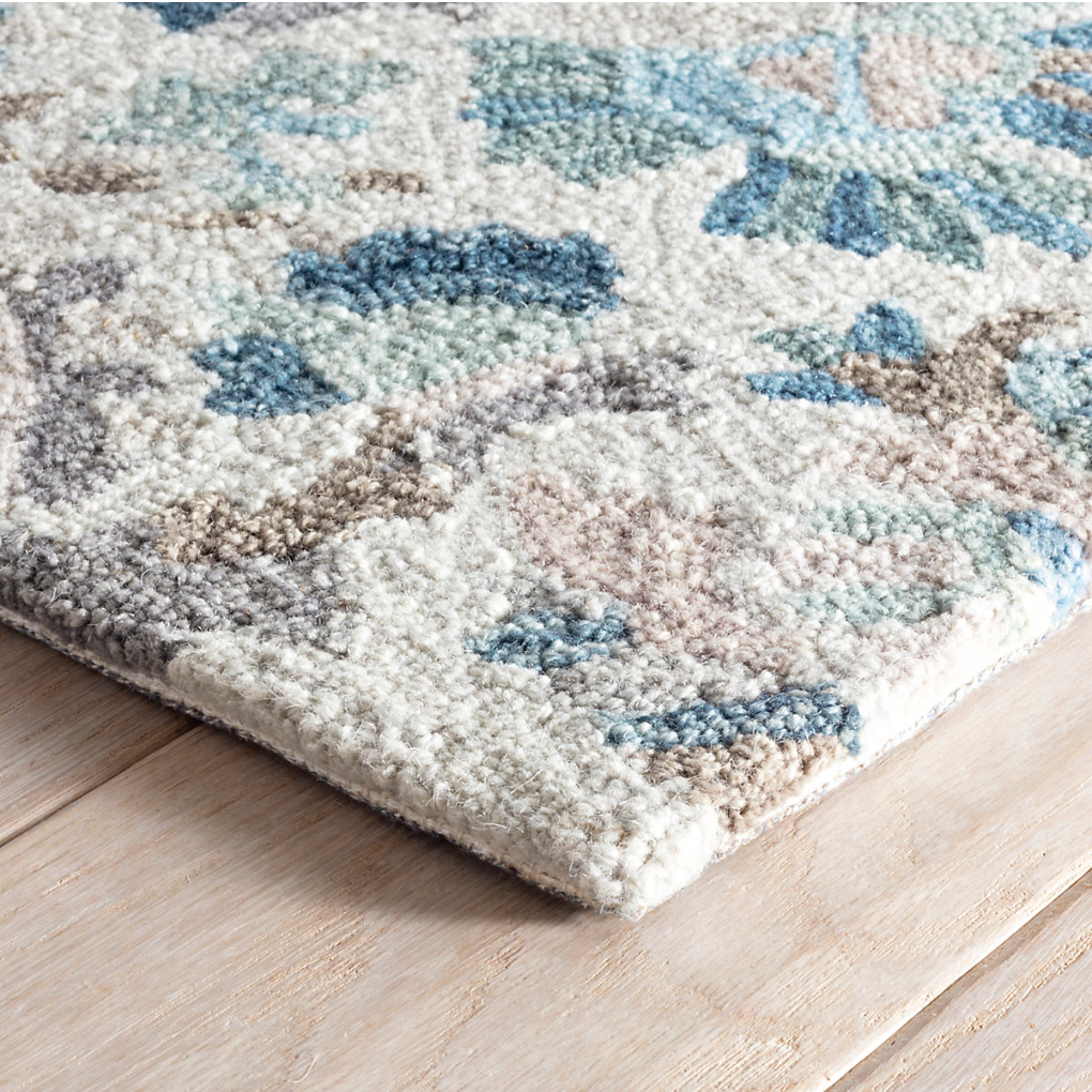 Ines Blue Hand Micro Hooked Wool Rug