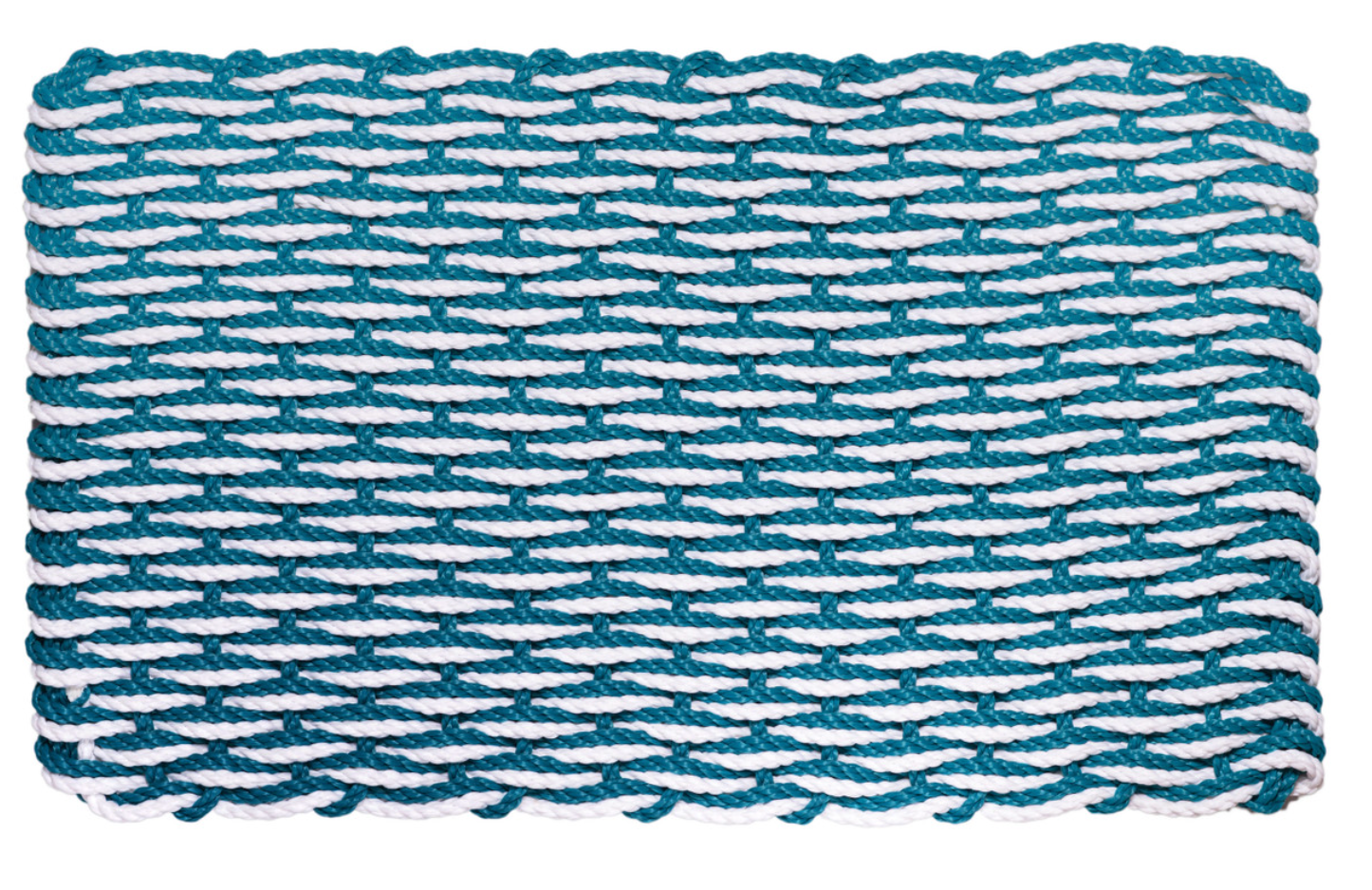 Rope Doormat - Teal & White Wave