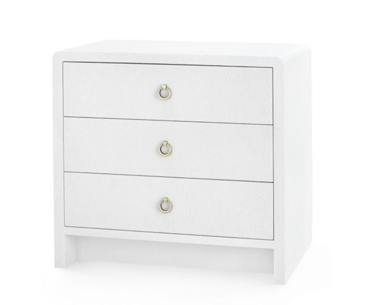 Brynne Bedside Lacquered Linen Chest -White