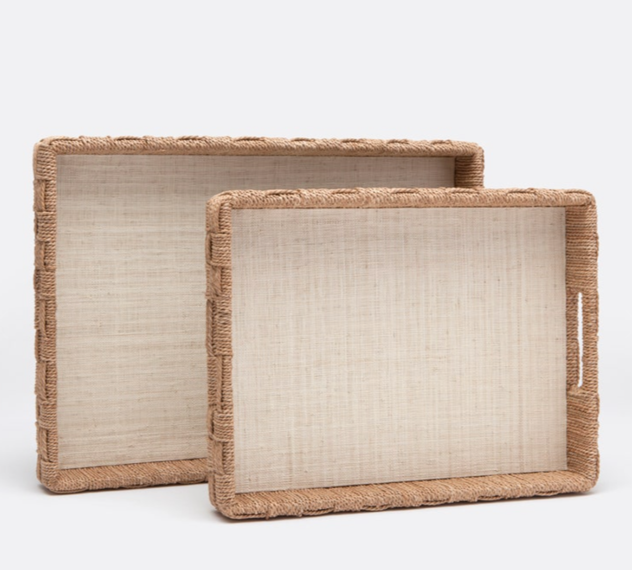 Cadie Cottage Raffia Tray Set -  XL Rectangle