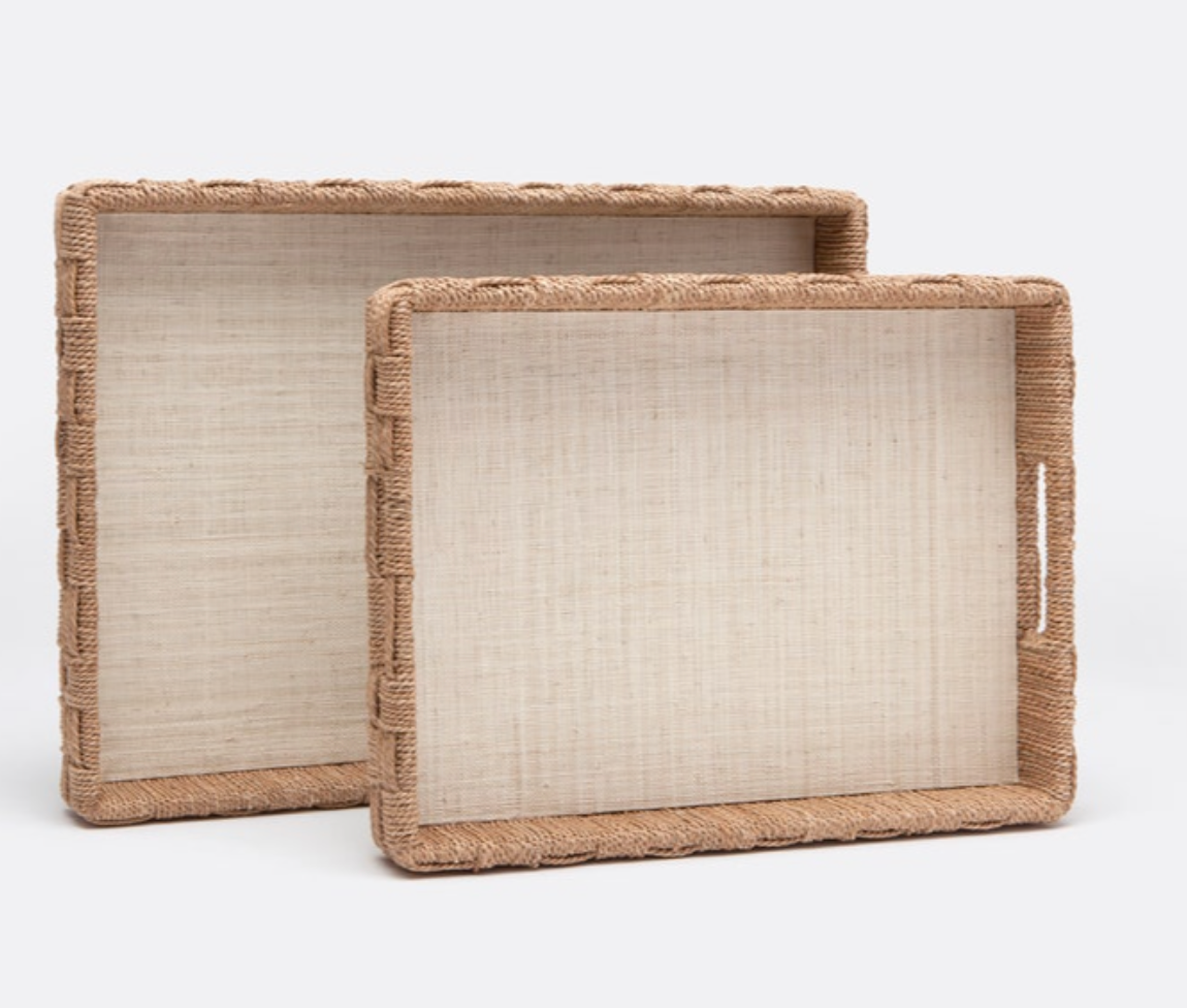 Cadie Cottage Raffia Tray Set - Rectangle