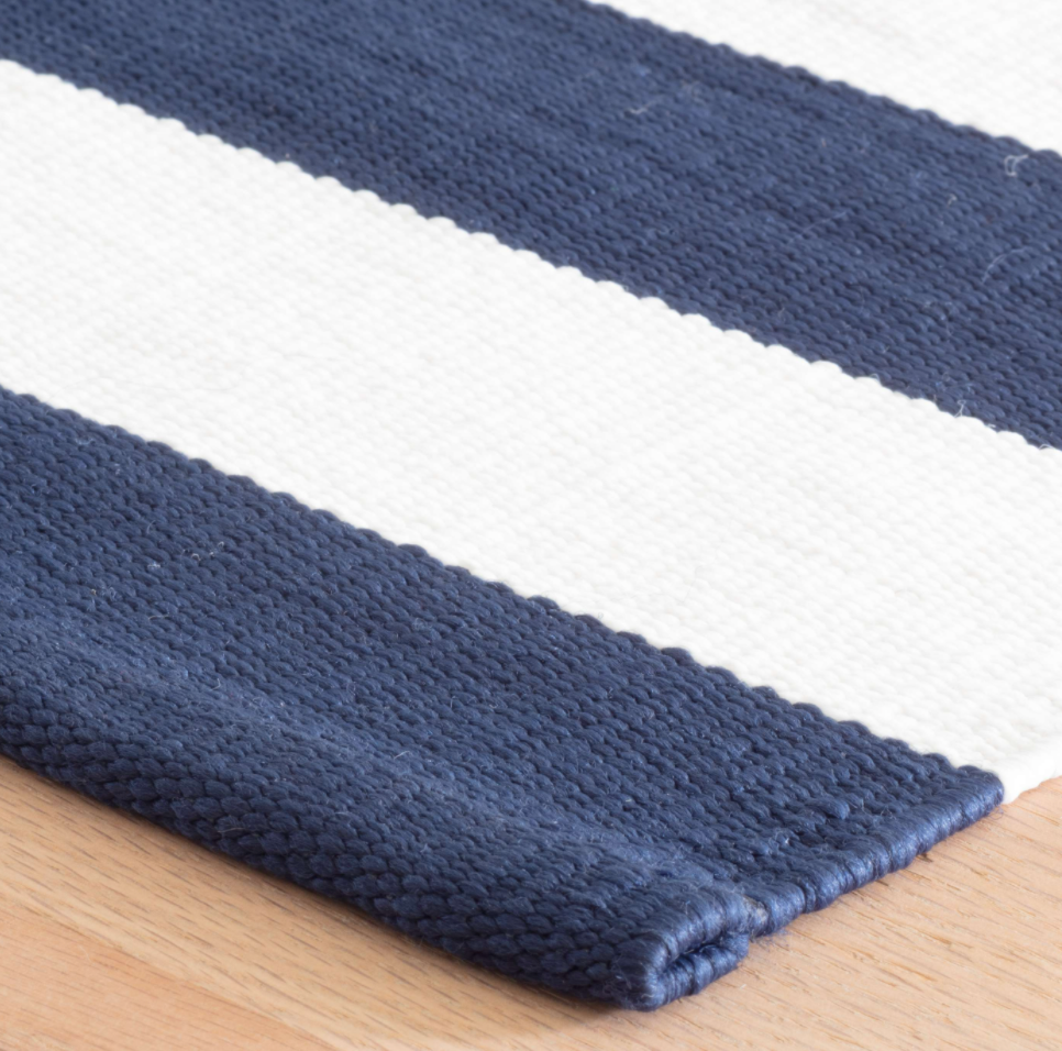 Catamaran Stripe Indoor/Outdoor Rug - Denim & White