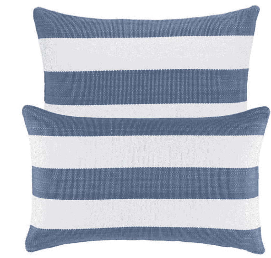 Catamaran Outdoor Pillow - Denim & White