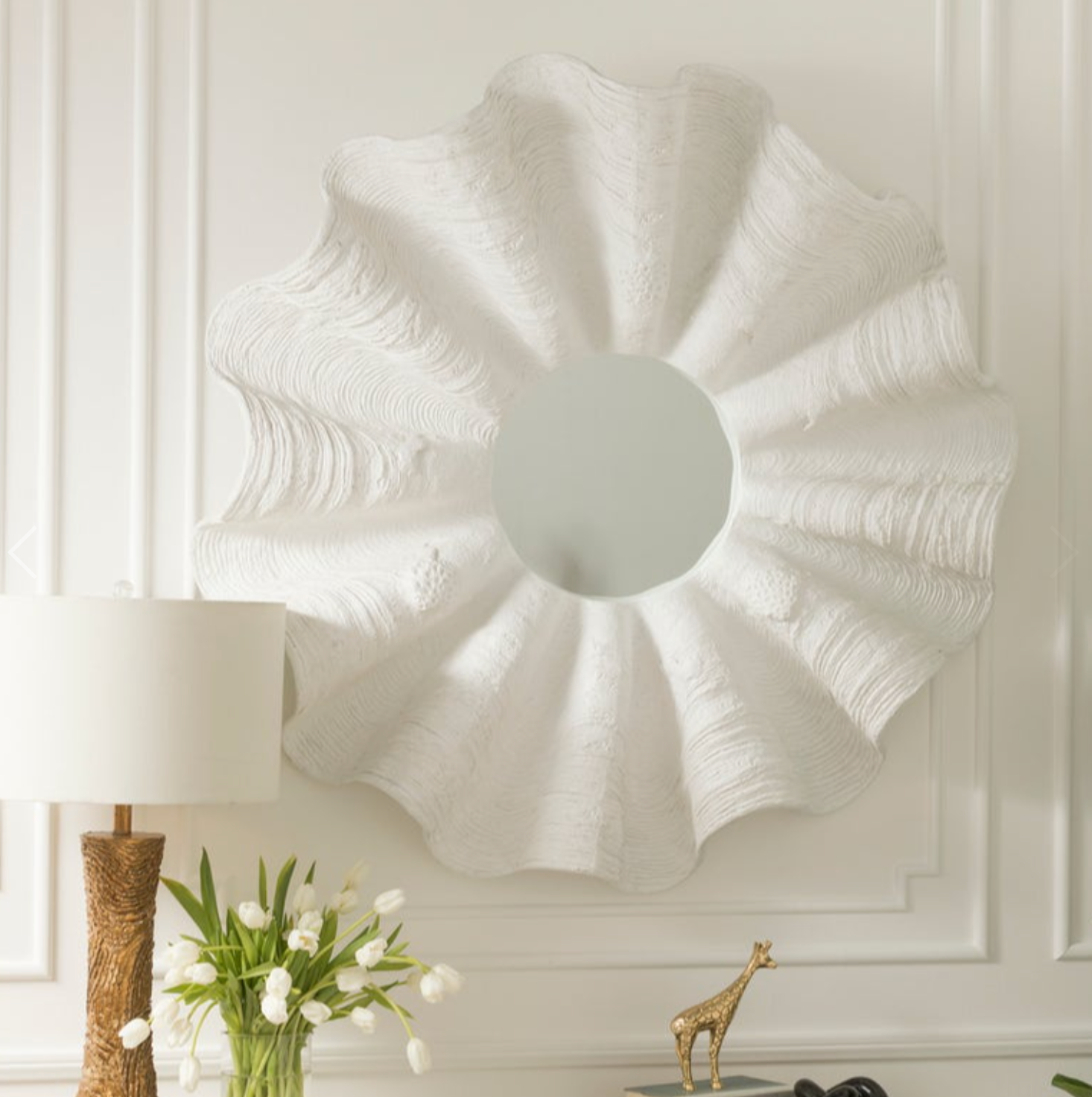 Ava White Round Mirror