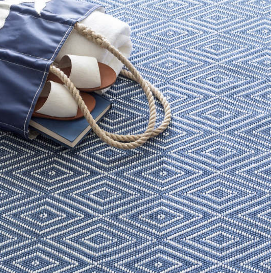 Diamond Indoor/Outdoor Rug - Denim & White