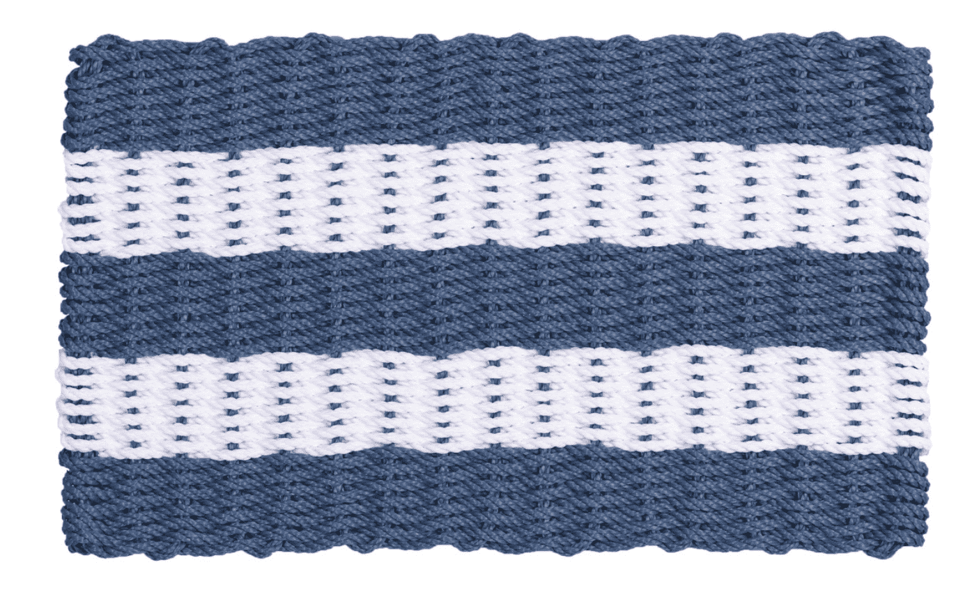 Rope Doormat - Federal Blue & White Shoreline Stripe