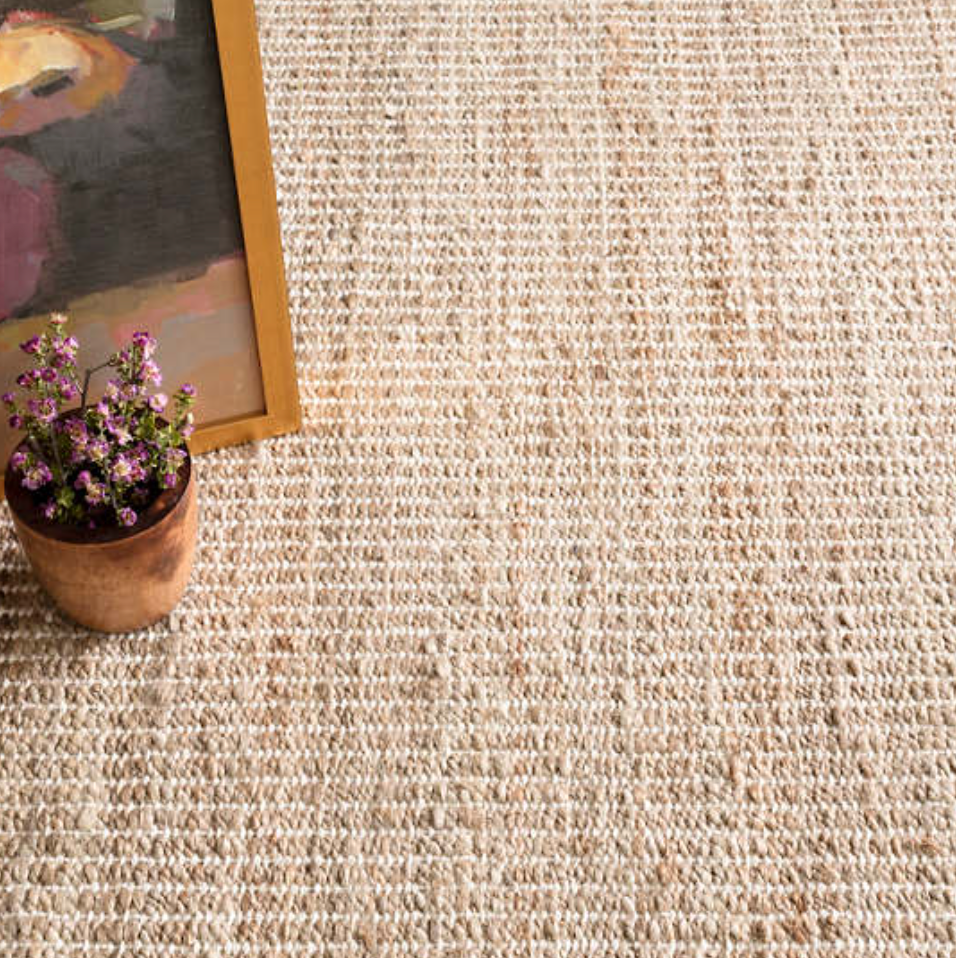 Gridwork Ivory Woven Jute Rug