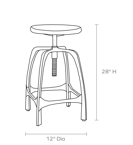 Becket Aged Iron Counter Stool - Silver or Bronze