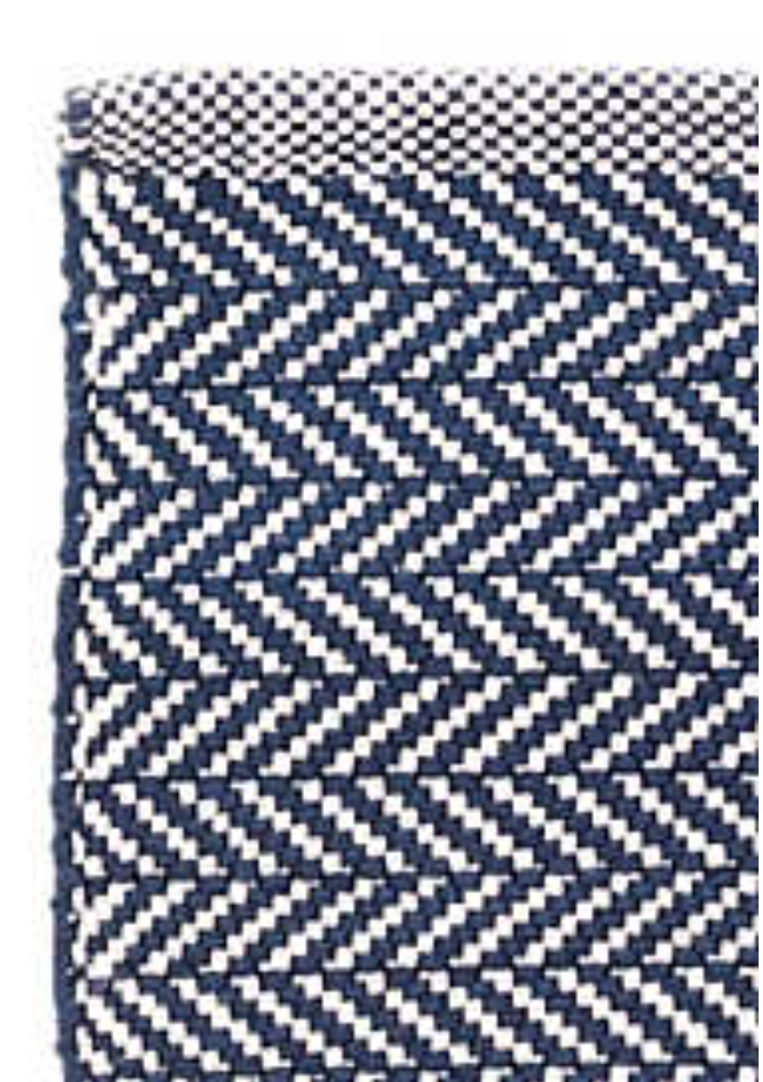 Herringbone Indoor/ Outdoor Rug - Indigo Blue & White