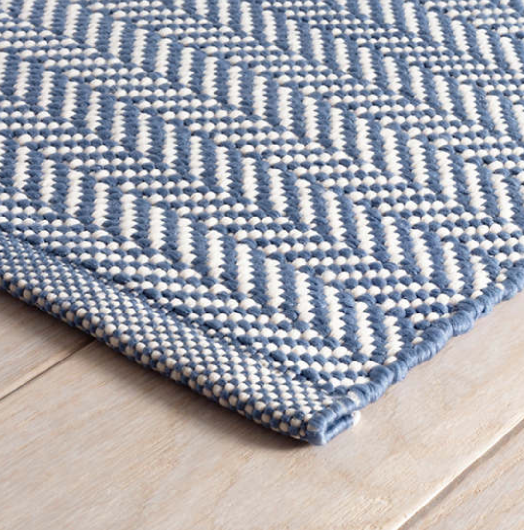 Herringbone Indoor/ Outdoor Rug - Denim Blue & Ivory