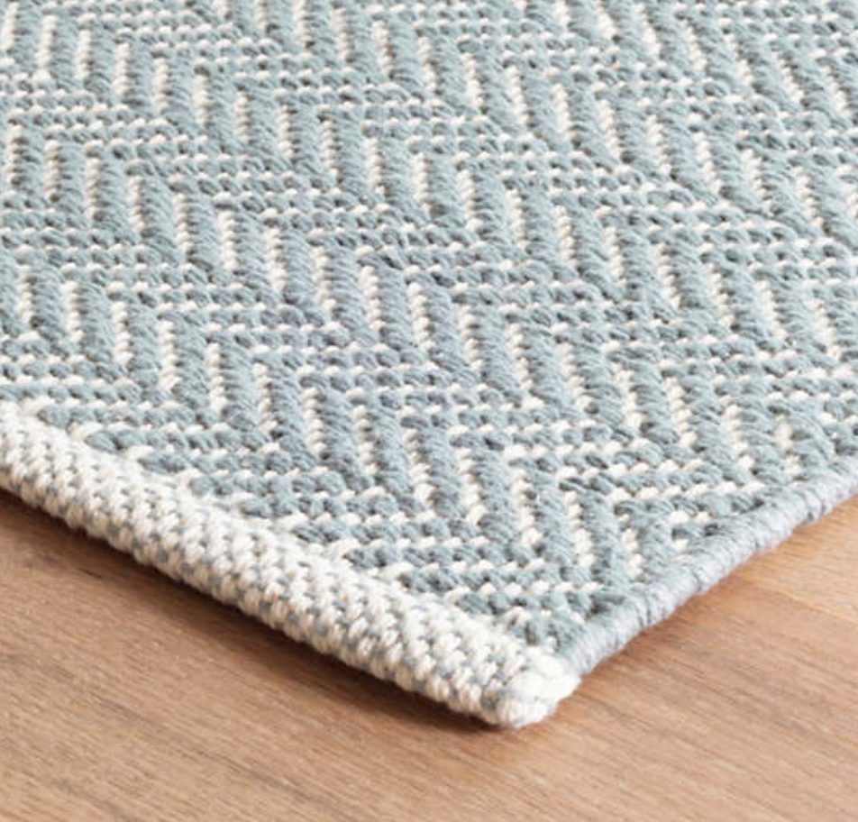 Herringbone Woven Cotton Rug - Swedish Blue