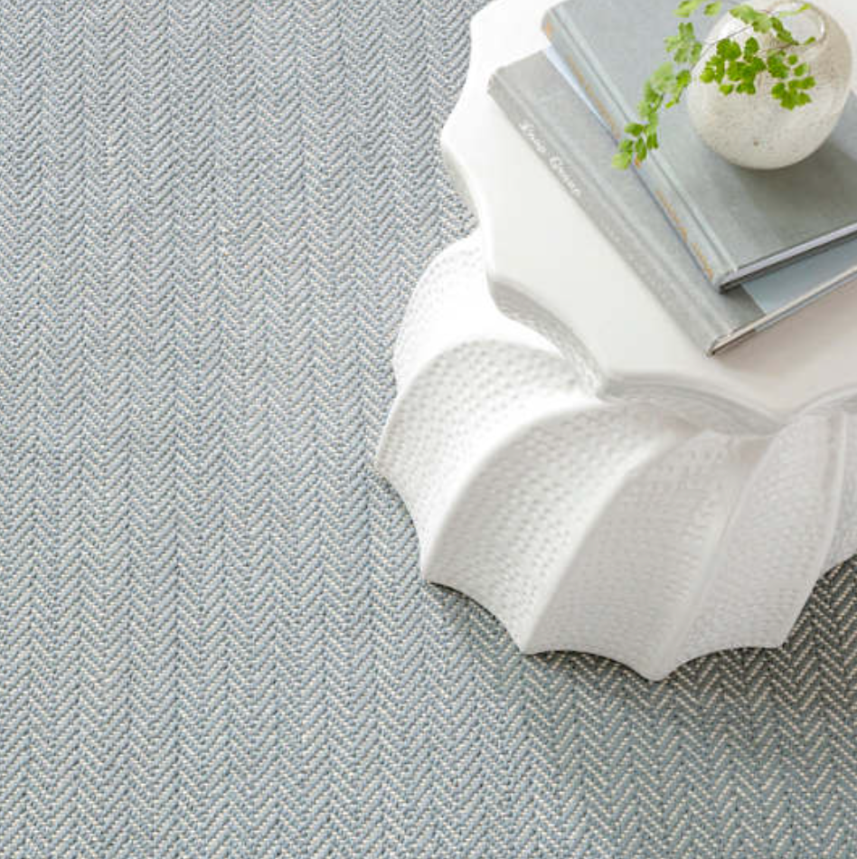 Herringbone Woven Cotton Rug - Swedish Blue